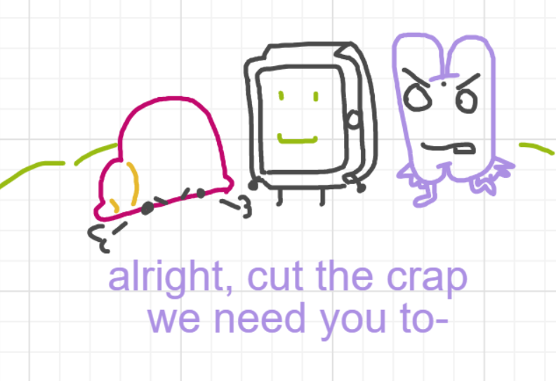 A panel from Ready Oar Knot, episode three of the Board Boards object show by Furretwalk/WalkingFurret.